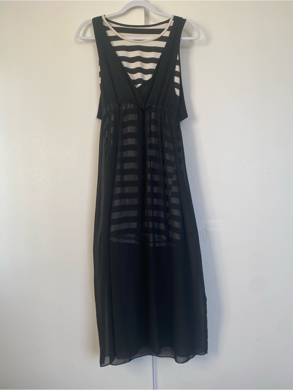 Black Sheer & Striped Layered Y2K Dress